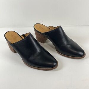 Madewell The Harper Black Leather Slip On Mules